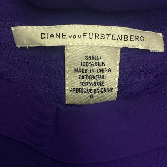 Diane Von Furstenberg Purple Pleated Silk Square Neck Merle Dress size 0 - Picture 5 of 16
